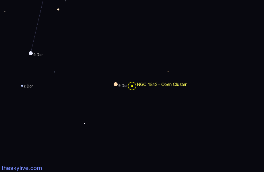 Finder chart NGC 1842 - Open Cluster in Dorado star