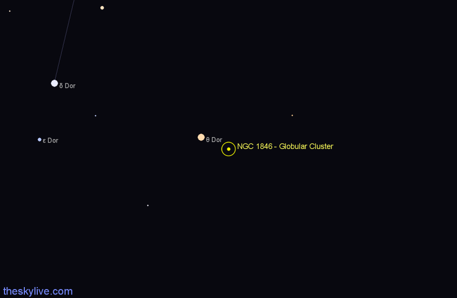 Finder chart NGC 1846 - Globular Cluster in Dorado star
