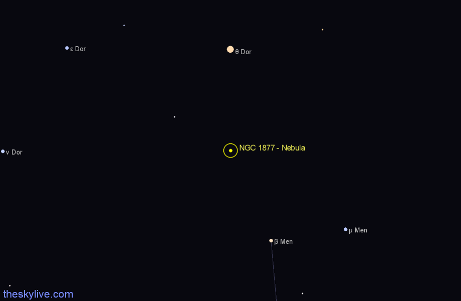 Finder chart NGC 1877 - Nebula in Dorado star