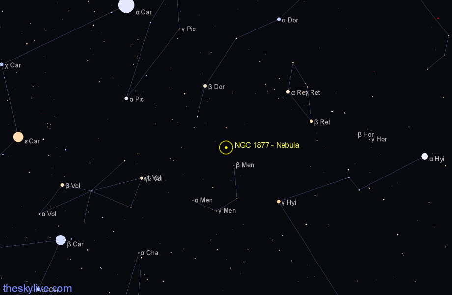 Finder chart NGC 1877 - Nebula in Dorado star