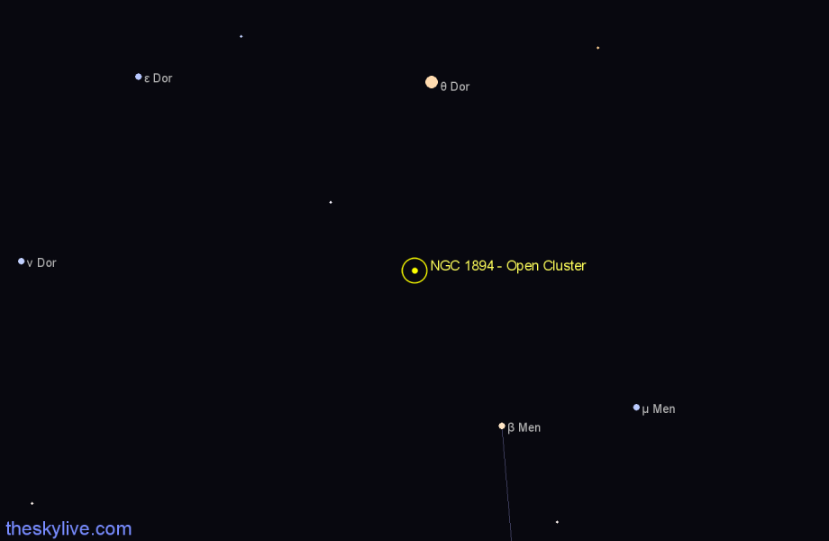Finder chart NGC 1894 - Open Cluster in Dorado star