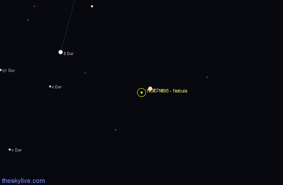 Finder chart NGC 1895 - Nebula in Dorado star