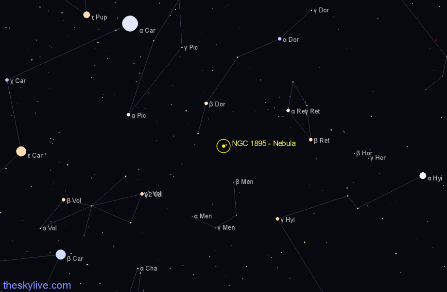 Finder chart NGC 1895 - Nebula in Dorado star