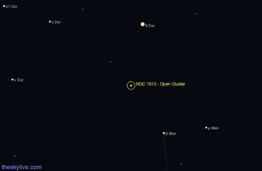Finder chart NGC 1913 - Open Cluster in Dorado star