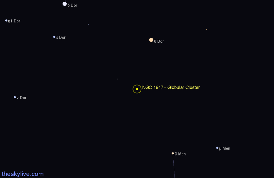 Finder chart NGC 1917 - Globular Cluster in Dorado star
