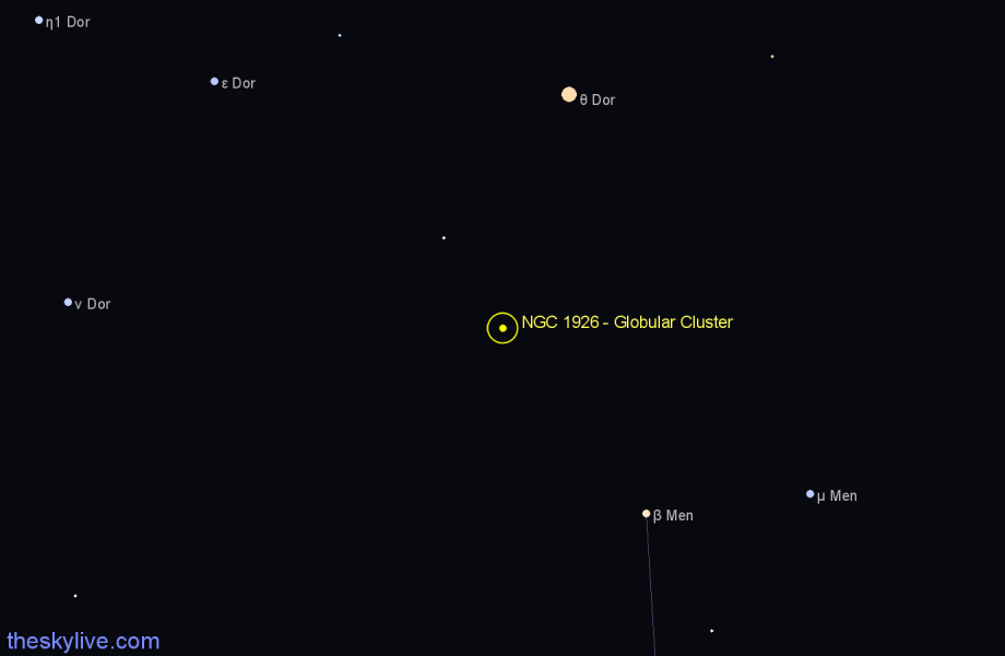 Finder chart NGC 1926 - Globular Cluster in Dorado star