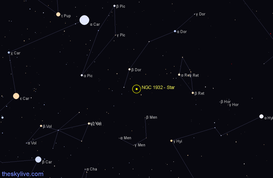 Finder chart NGC 1932 - Star in Dorado star