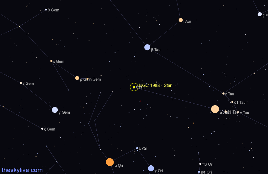 Finder chart NGC 1988 - Star in Taurus star