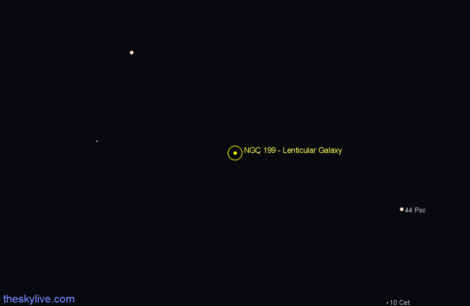 Finder chart NGC 199 - Lenticular Galaxy in Pisces star