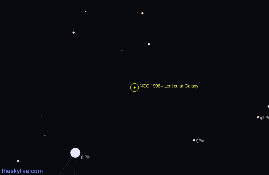 Finder chart NGC 1998 - Lenticular Galaxy in Pictor star