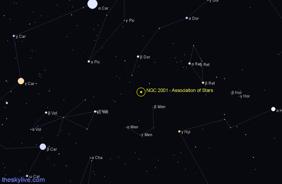 Finder chart NGC 2001 - Association of Stars in Dorado star