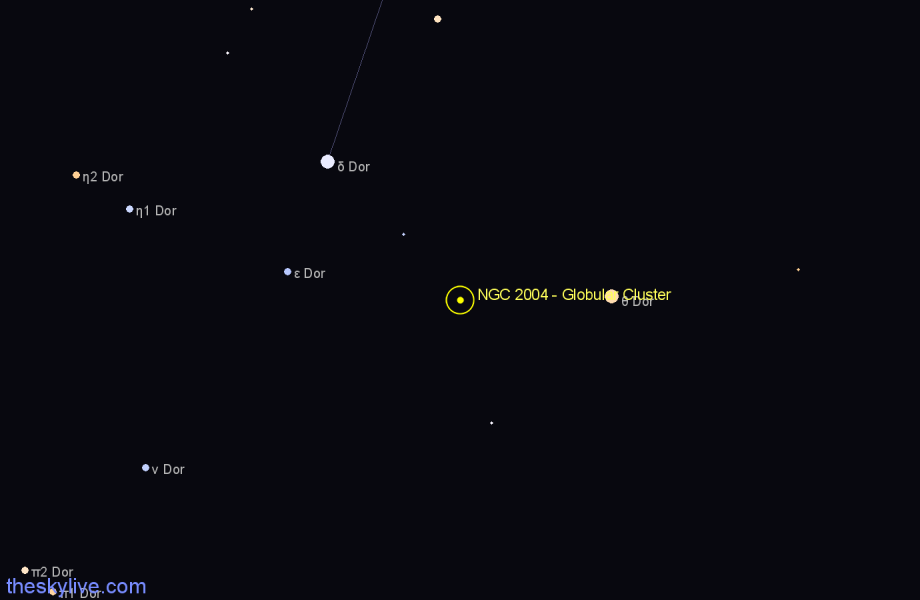 Finder chart NGC 2004 - Globular Cluster in Dorado star