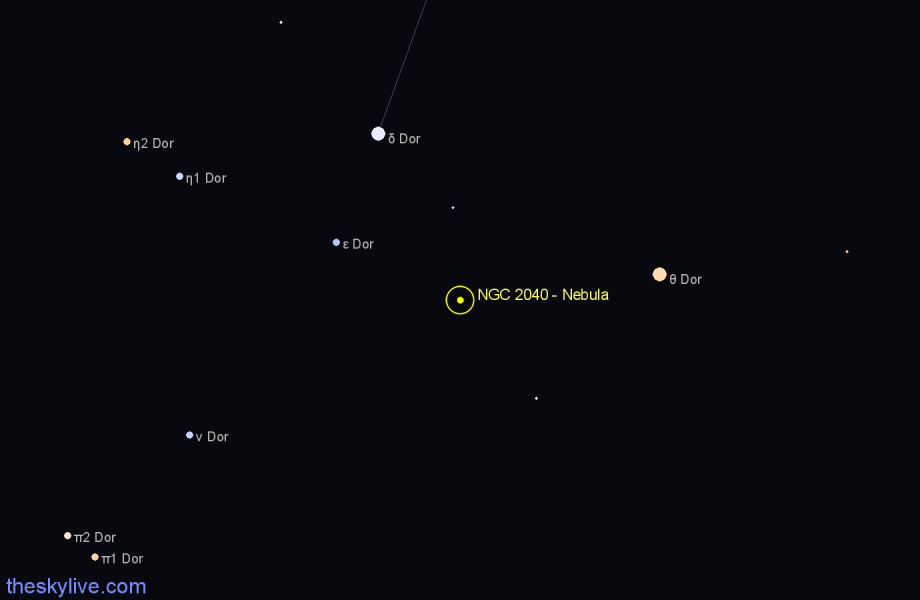 Finder chart NGC 2040 - Nebula in Dorado star