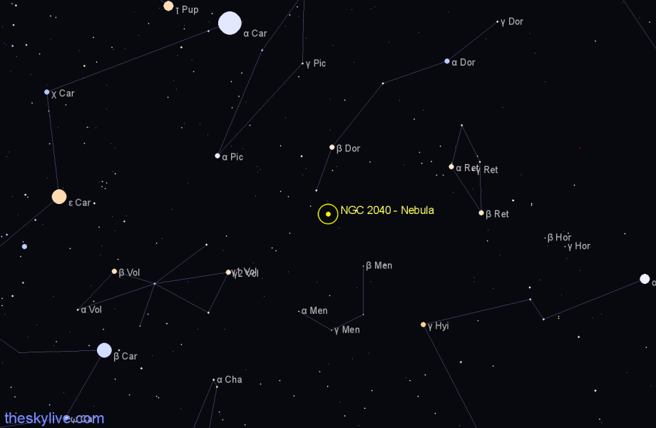 Finder chart NGC 2040 - Nebula in Dorado star