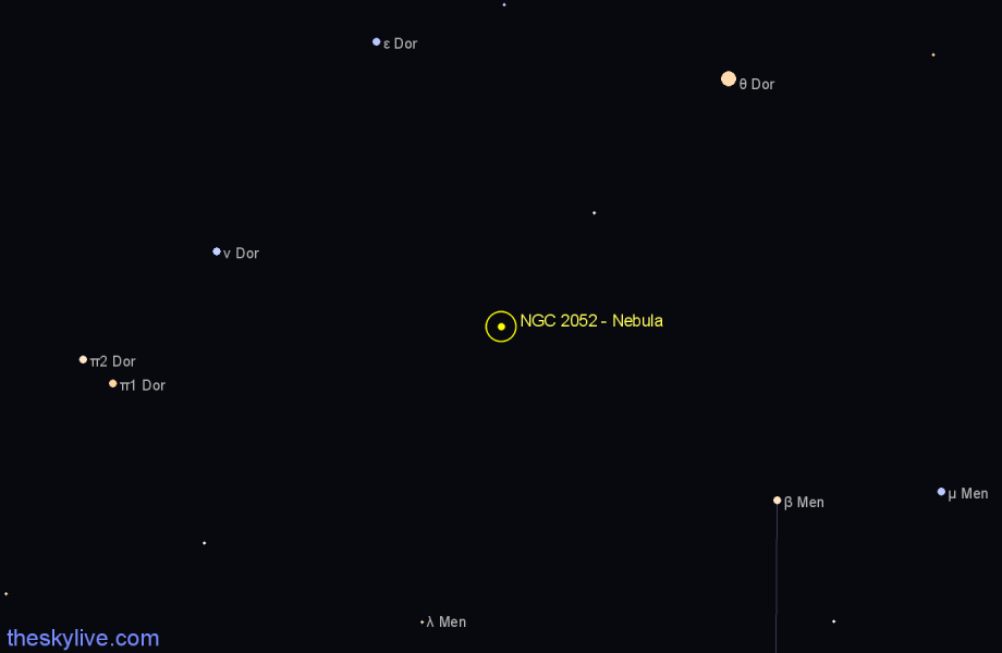 Finder chart NGC 2052 - Nebula in Dorado star