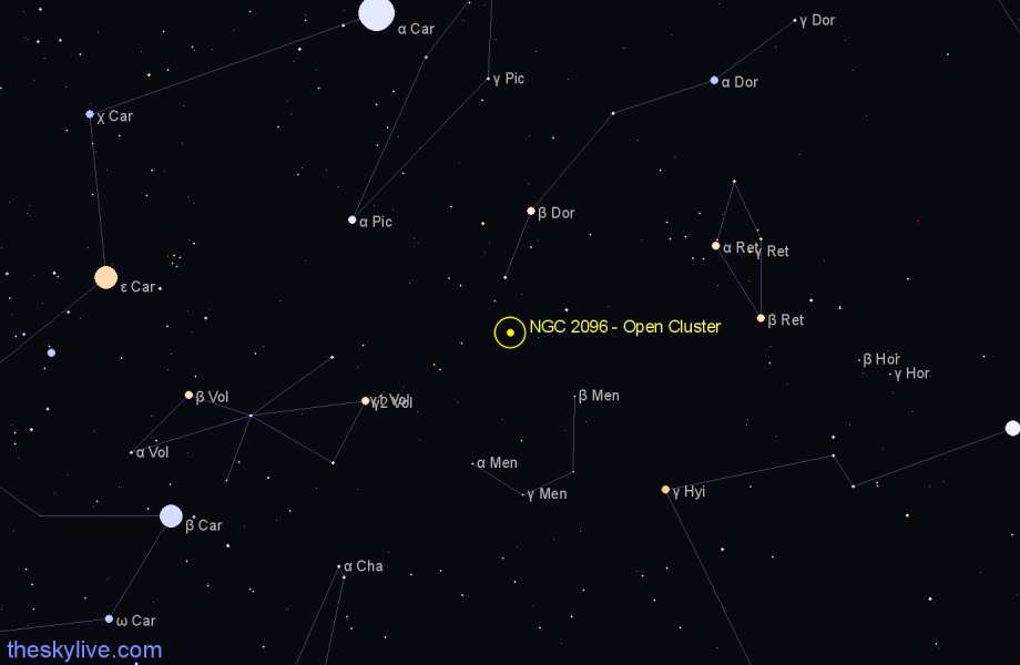 Finder chart NGC 2096 - Open Cluster in Dorado star
