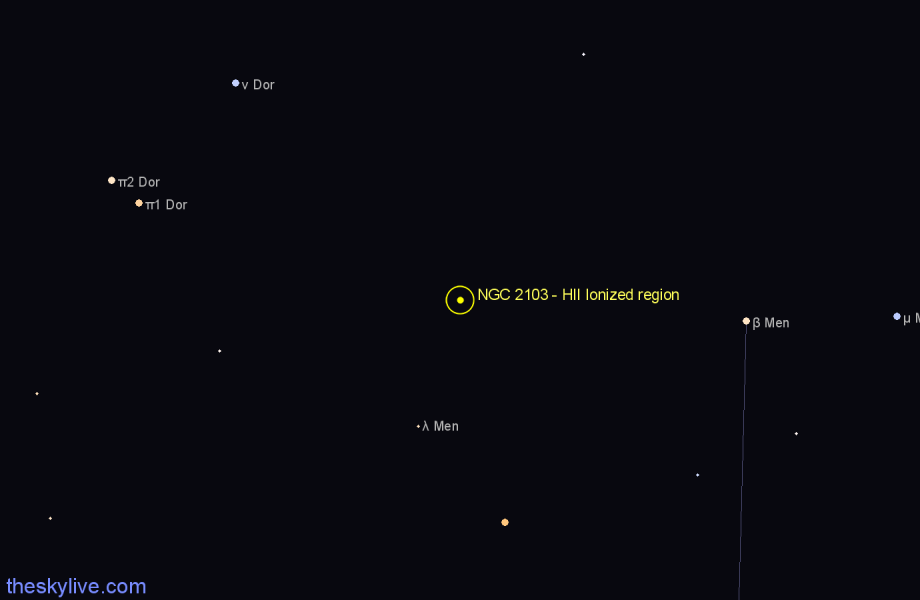Finder chart NGC 2103 - HII Ionized region in Mensa star