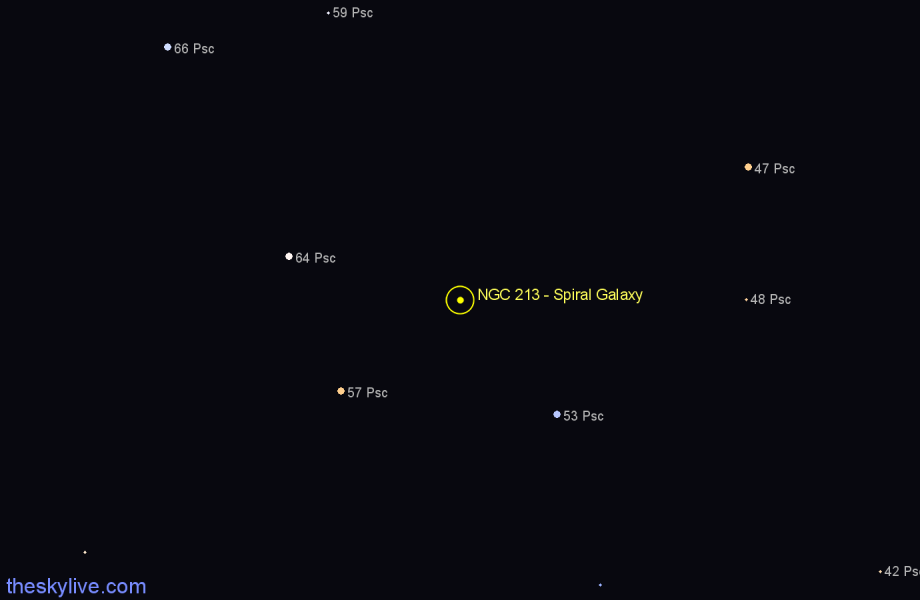 Finder chart NGC 213 - Spiral Galaxy in Pisces star