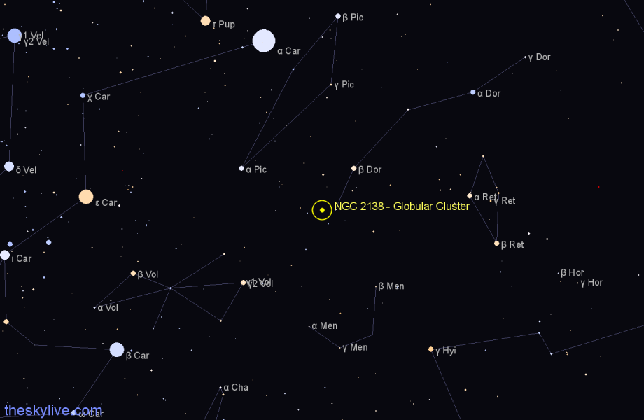 Finder chart NGC 2138 - Globular Cluster in Dorado star