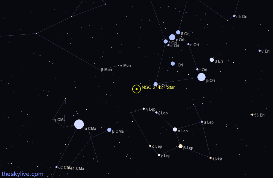 Finder chart NGC 2142 - Star in Monoceros star