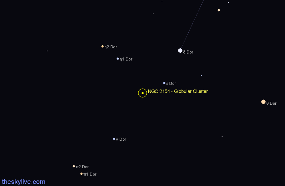 Finder chart NGC 2154 - Globular Cluster in Dorado star