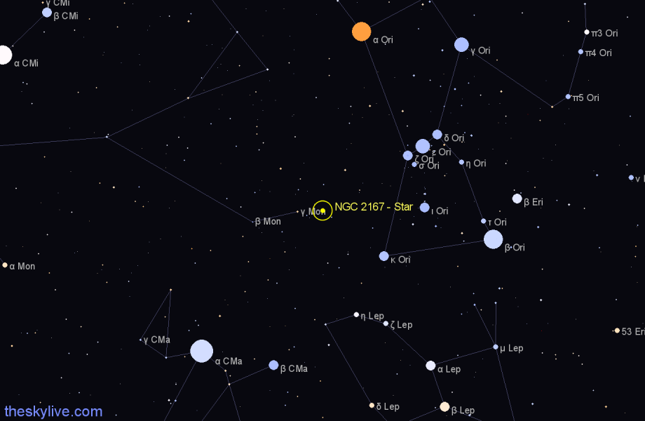 Finder chart NGC 2167 - Star in Monoceros star