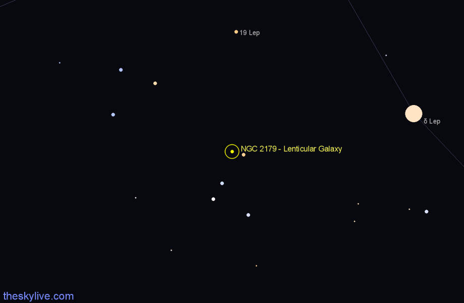 Finder chart NGC 2179 - Lenticular Galaxy in Lepus star