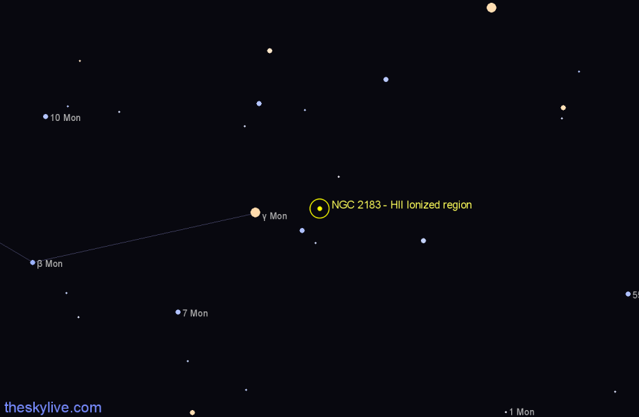 Finder chart NGC 2183 - HII Ionized region in Monoceros star