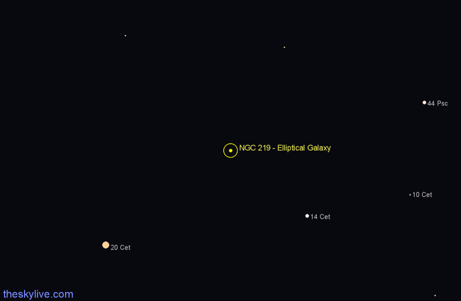 Finder chart NGC 219 - Elliptical Galaxy in Cetus star