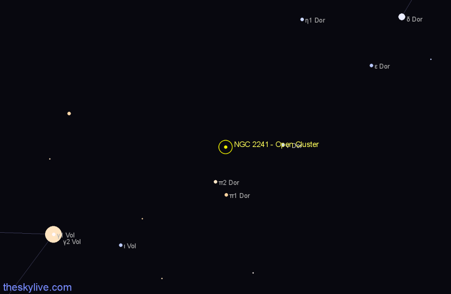 Finder chart NGC 2241 - Open Cluster in Dorado star