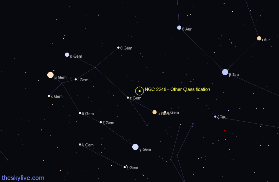 Finder chart NGC 2248 - Other Classification in Gemini star