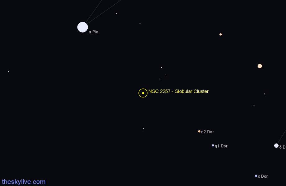 Finder chart NGC 2257 - Globular Cluster in Dorado star
