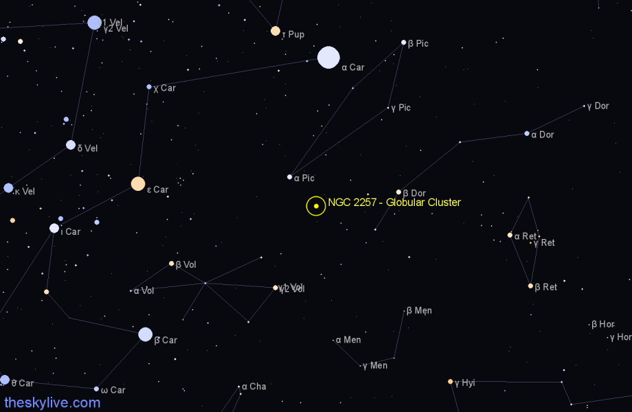 Finder chart NGC 2257 - Globular Cluster in Dorado star