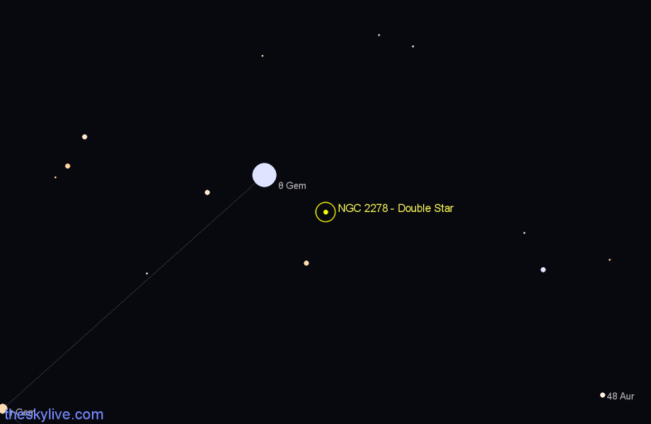 Finder chart NGC 2278 - Double Star in Gemini star