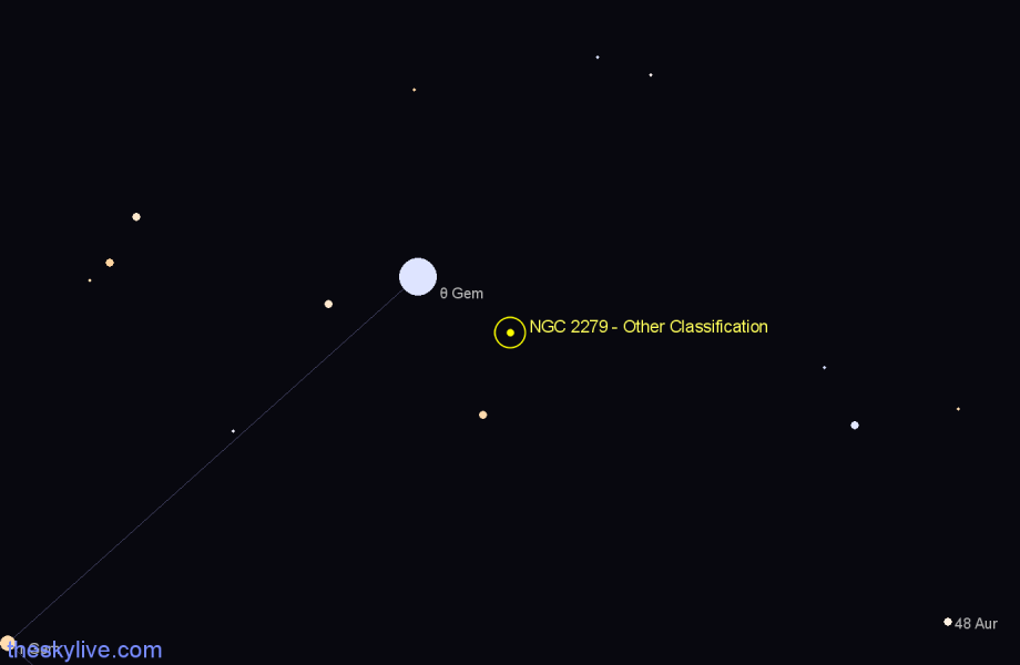 Finder chart NGC 2279 - Other Classification in Gemini star