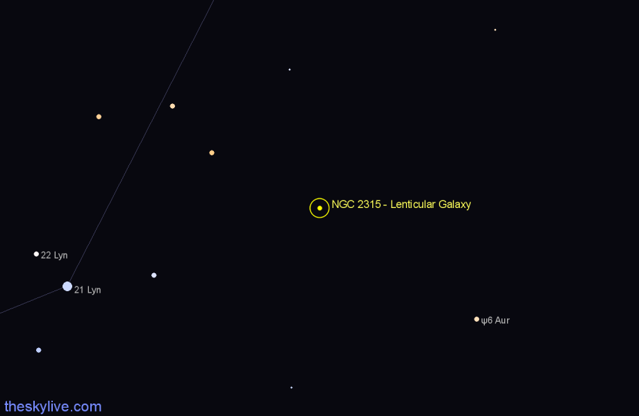 Finder chart NGC 2315 - Lenticular Galaxy in Lynx star