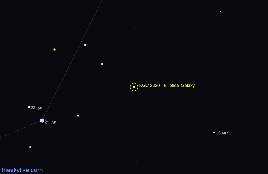 Finder chart NGC 2320 - Elliptical Galaxy in Lynx star