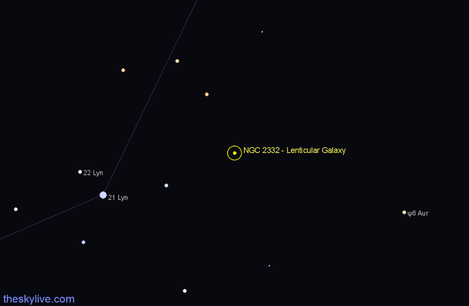 Finder chart NGC 2332 - Lenticular Galaxy in Lynx star