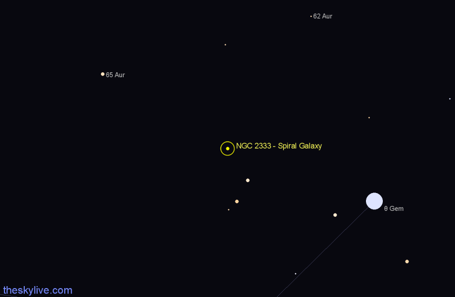 Finder chart NGC 2333 - Spiral Galaxy in Gemini star