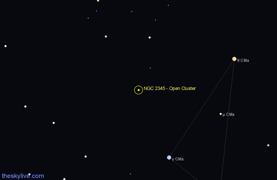 Finder chart NGC 2345 - Open Cluster in Canis Major star