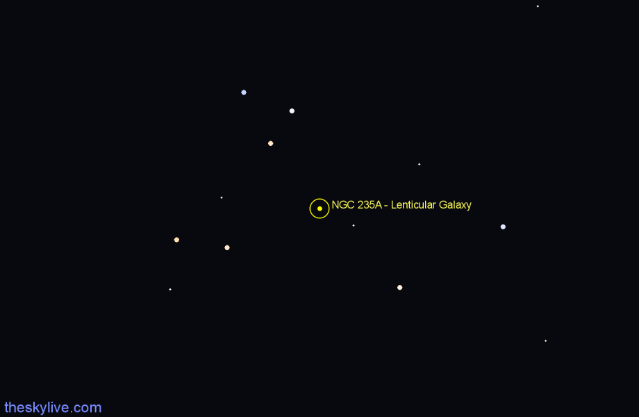 Finder chart NGC 235A - Lenticular Galaxy in Cetus star