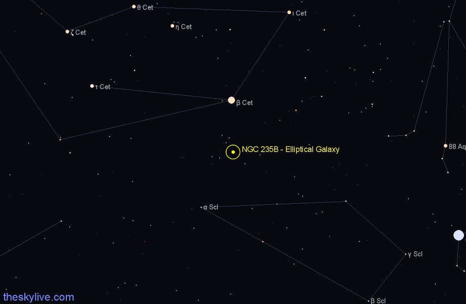 Finder chart NGC 235B - Elliptical Galaxy in Cetus star