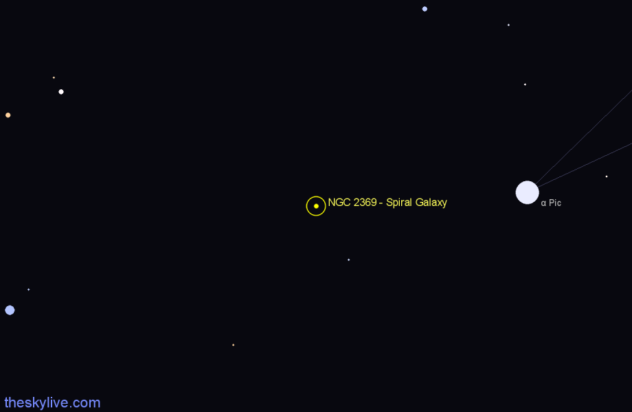 Finder chart NGC 2369 - Spiral Galaxy in Carina star