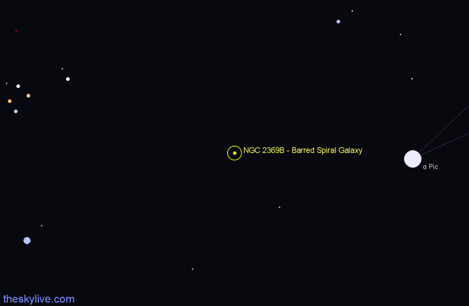 Finder chart NGC 2369B - Barred Spiral Galaxy in Carina star