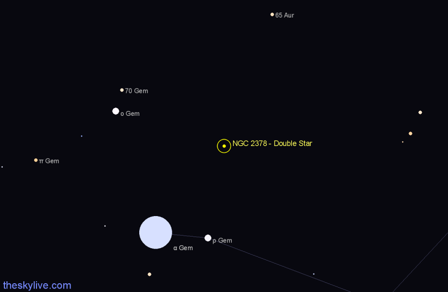 Finder chart NGC 2378 - Double Star in Gemini star