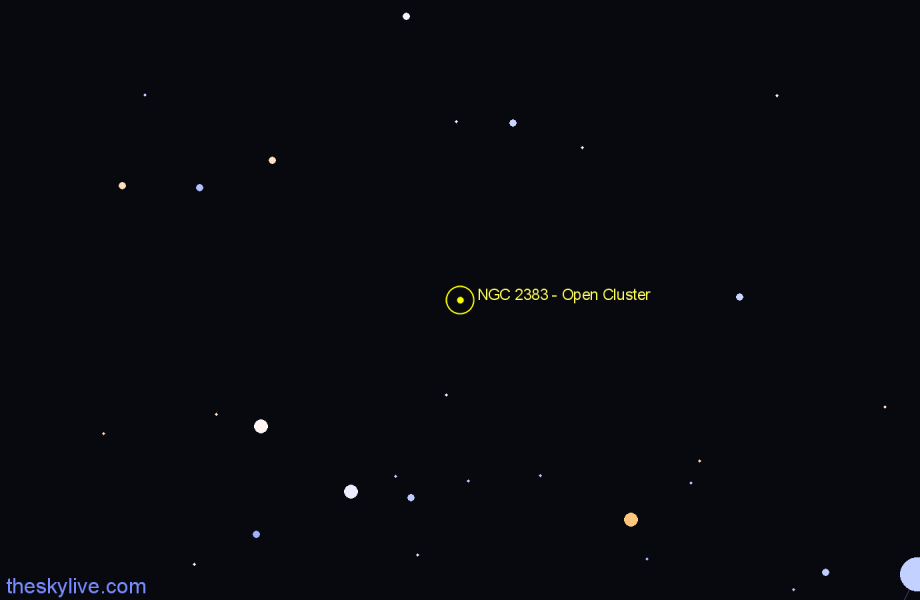 Finder chart NGC 2383 - Open Cluster in Canis Major star