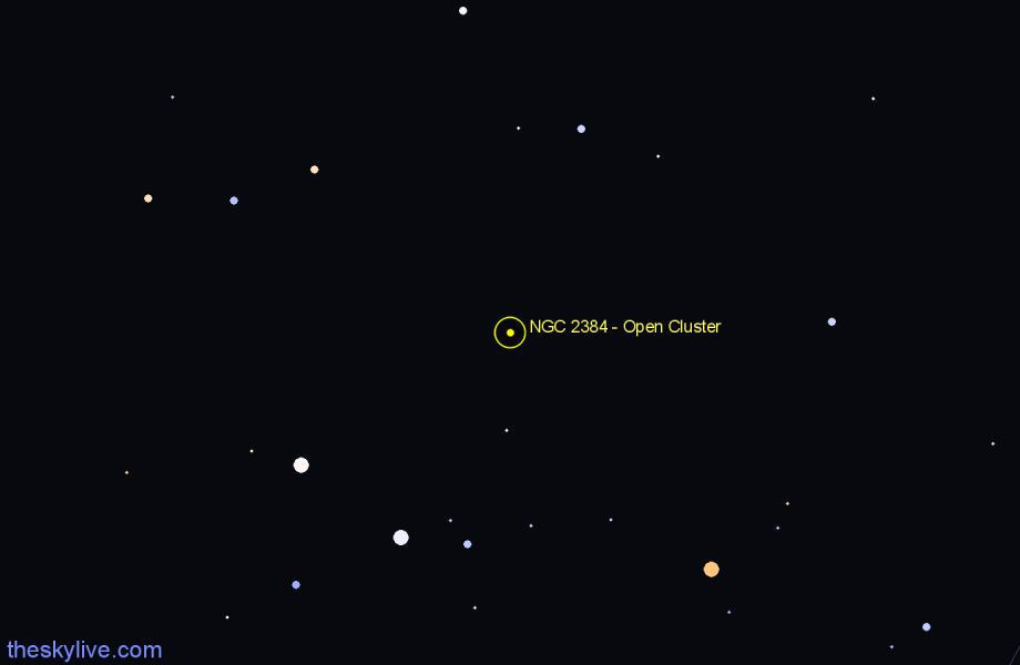 Finder chart NGC 2384 - Open Cluster in Canis Major star