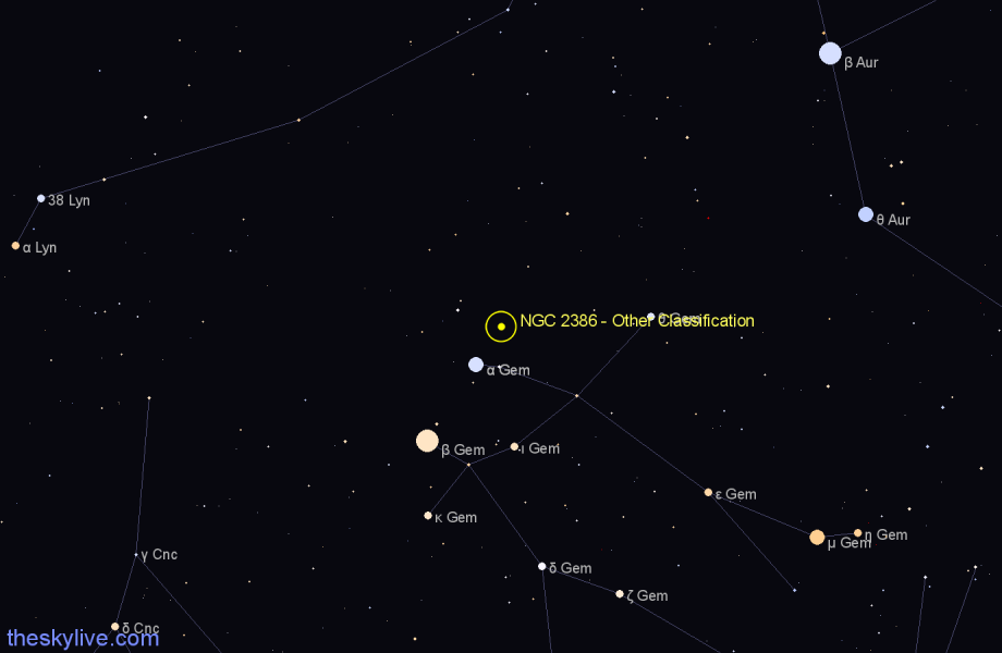 Finder chart NGC 2386 - Other Classification in Gemini star