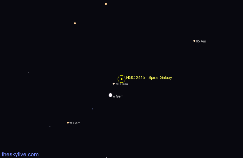 Finder chart NGC 2415 - Spiral Galaxy in Gemini star