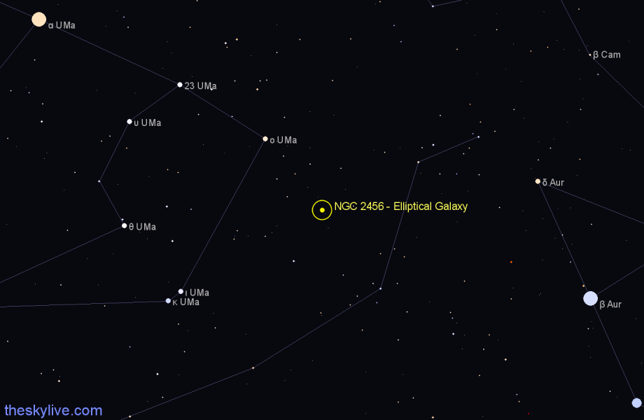 Finder chart NGC 2456 - Elliptical Galaxy in Lynx star